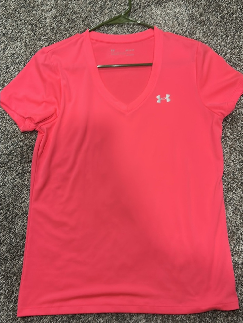 Under Armour Women's Neon Coral V-Neck Short Sleeve Tee